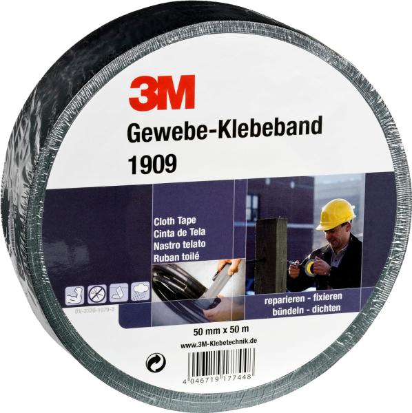3M™ 1909 Gewebeband 50mm x 50m schwarz